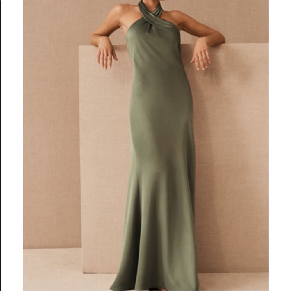 BHLDN Ruby Satin Charmeuse Bridesmaid Dress- Sz 4 Moss Color